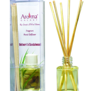 Aroma Galaxy Sandalwood and Vetiver Scented (Alcohol Free) 30 Ml Reed Diffuser Oil in Glass Bottle with 6 Reed Sticks – for Home Living Room