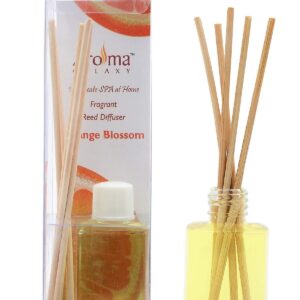 Aroma Galaxy Orange Blossom Scented (Alcohol Free) 30 Ml Reed Diffuser Oil in Glass Bottle with 6 Reed Sticks – for Home, Living Room